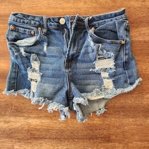 Almost Famous Blue Distressed Jean Shorts